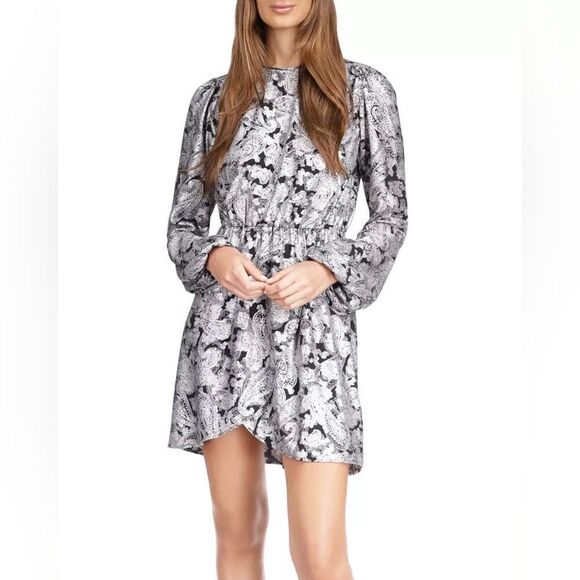 NWOT MICHAEL MICHAEL KORS METALLIC PAISLEY PRINT FLOUNCE DRESS - Picture 4 of 12